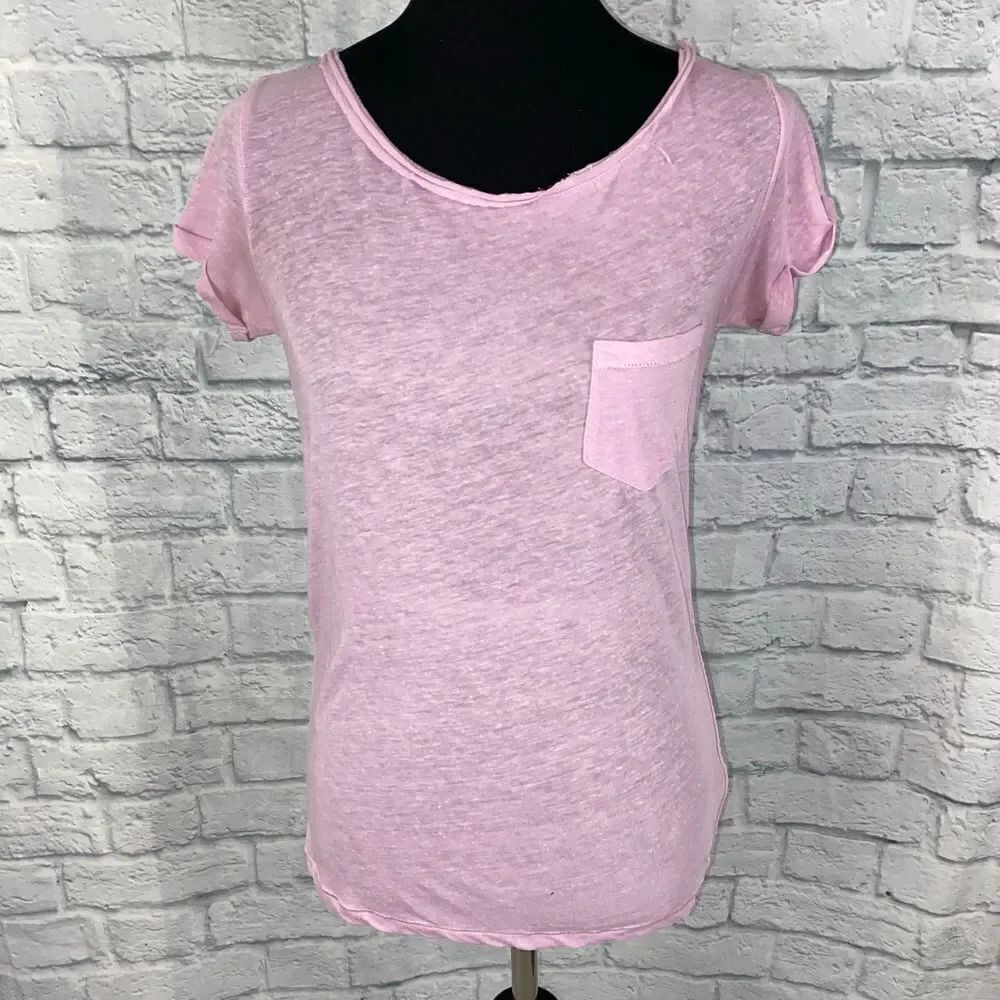 American eagle scoopneck short sleeve lightweight thin top w/raw hems sz Small